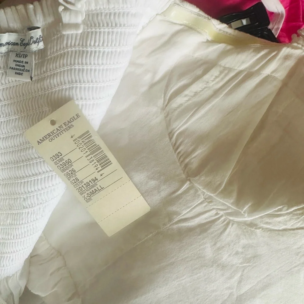 American Eagle Outfitters White and Pink Mini Dress